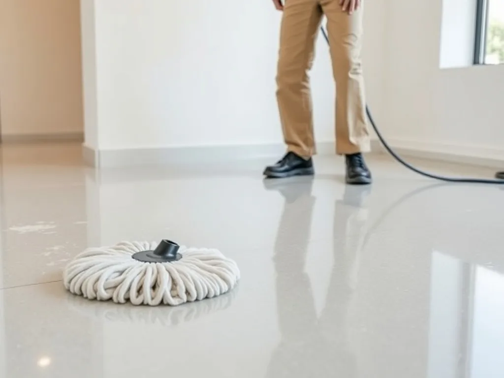 Applying protective coating to a clean floor, professional m