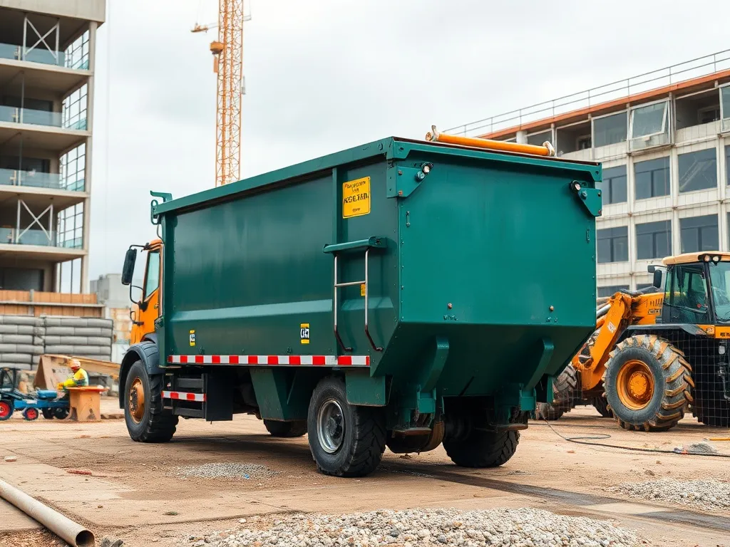 Industrial waste container on a construction site, heavy mac